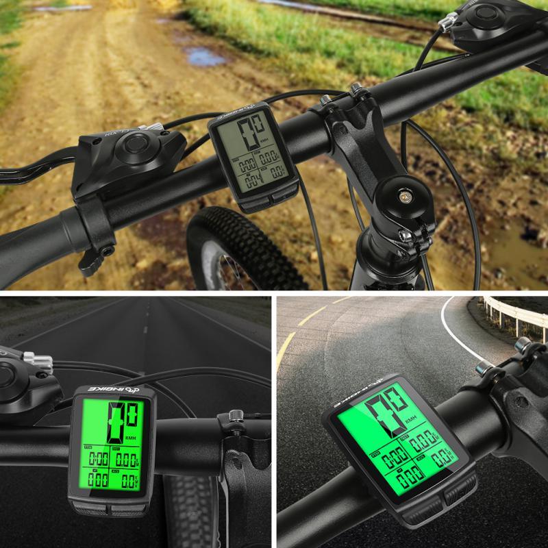 Waterproof Bicycle Computer Wireless Mountain Bike Cycling Potentiometer Stopwatch Speedometer Wireless Waterproof Bike Computer With LCD Large Backlight Display Multifunction Bicycle Speedometer 14 Functions Speedometer Stevvex