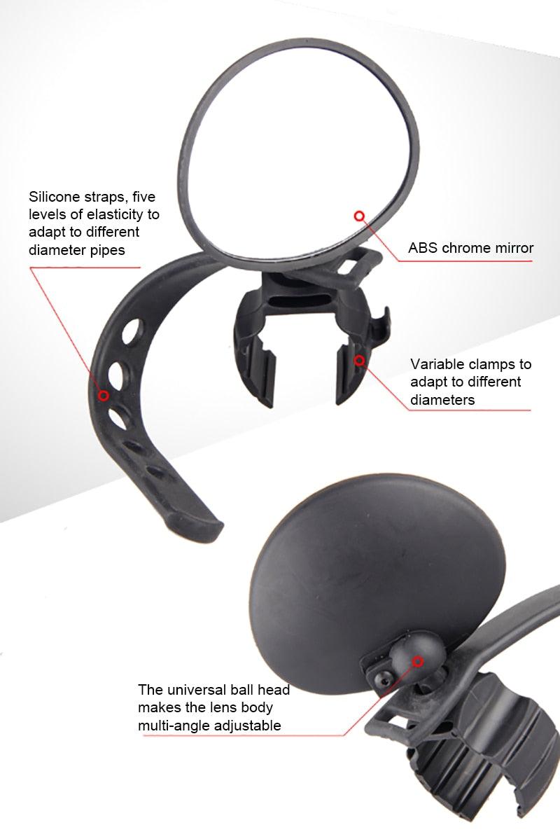 New Universal Rotate Bike Rearview Mirror Unique Bicycle Handlebar Mounted Convex Rear View Mirror Adjustable Full Rotatable Rearview Bicycle Mirrors Wide Angle Acrylic Convex Cycling Safety Mirror For Road Bike Stevvex