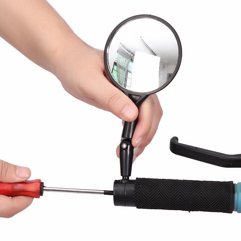 New Universal Rotate Bike Rearview Mirror Unique Bicycle Handlebar Mounted Convex Rear View Mirror Adjustable Full Rotatable Rearview Bicycle Mirrors Wide Angle Acrylic Convex Cycling Safety Mirror For Road Bike Stevvex