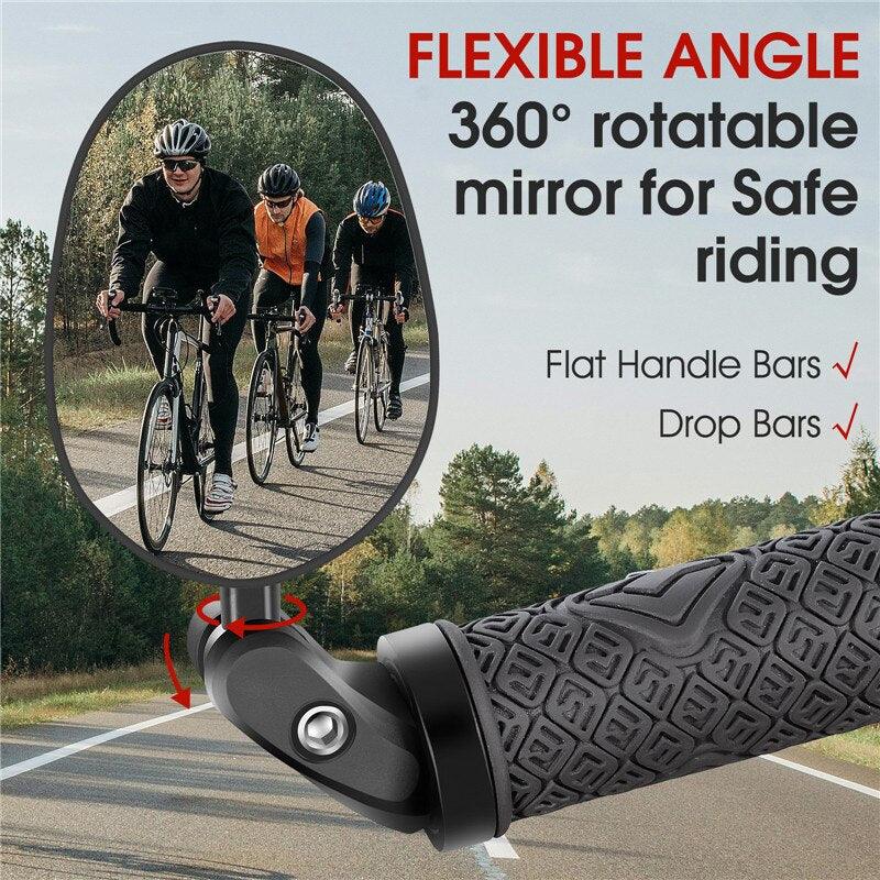 Bicycle Rearview Mirror Rotation Adjustable Rear View Road Wide Range Back Bicycle Handlebar Mirror HD Wide Angle Bicycle Rear View Mirrors Adjustable Rotation Handlebar Convex Mirror For Bike Cycling Stevvex