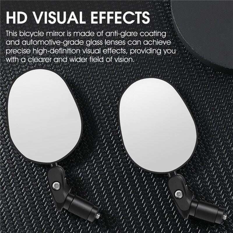 Bicycle Rearview Mirror Rotation Adjustable Rear View Road Wide Range Back Bicycle Handlebar Mirror HD Wide Angle Bicycle Rear View Mirrors Adjustable Rotation Handlebar Convex Mirror For Bike Cycling Stevvex