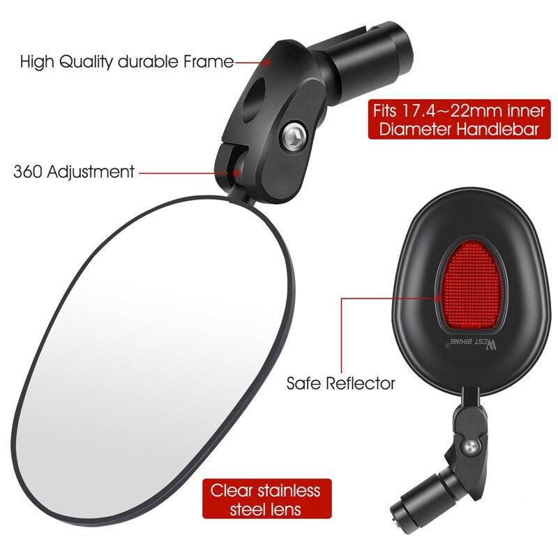 Bicycle Rearview Mirror Rotation Adjustable Rear View Road Wide Range Back Bicycle Handlebar Mirror HD Wide Angle Bicycle Rear View Mirrors Adjustable Rotation Handlebar Convex Mirror For Bike Cycling Stevvex
