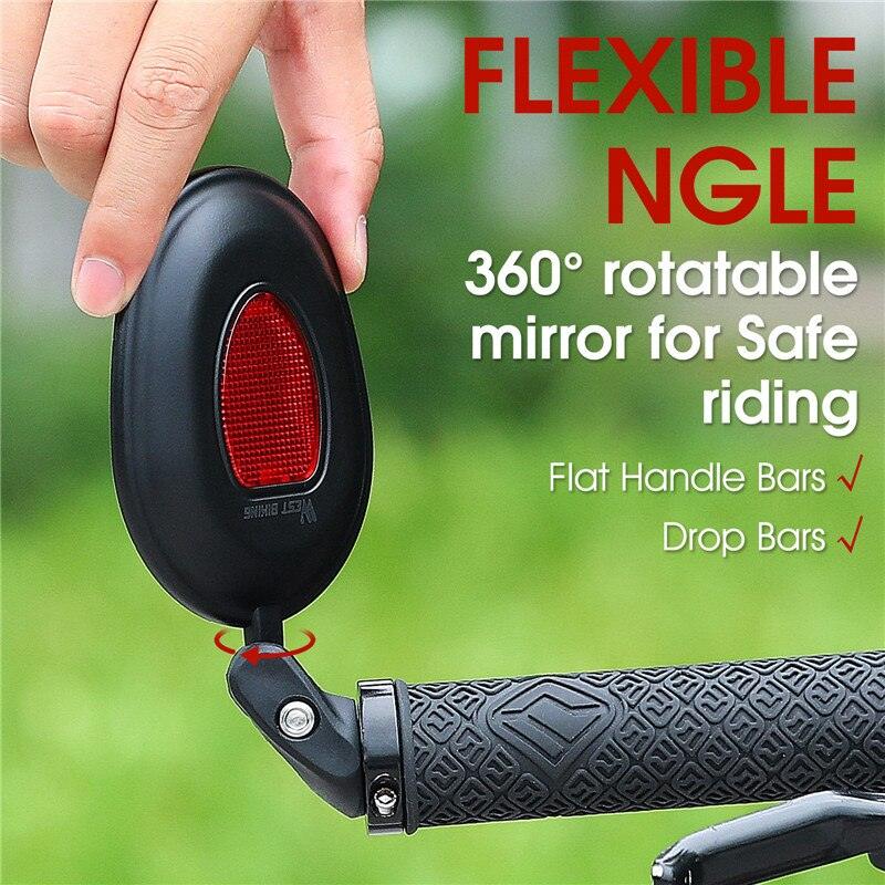 Bicycle Rearview Mirror Rotation Adjustable Rear View Road Wide Range Back Bicycle Handlebar Mirror HD Wide Angle Bicycle Rear View Mirrors Adjustable Rotation Handlebar Convex Mirror For Bike Cycling Stevvex
