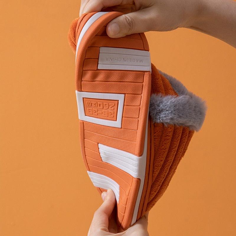 Women Winter Slippers Female Plush Thick Bottom Home Cotton Shoes Non-Slip Comfortable Indoors Flats Men's Plush Fleece Lined House Shoes Indoor Outdoor Anti-Skid Rubber Sole Stevvex