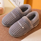 Women Winter Slippers Female Plush Thick Bottom Home Cotton Shoes Non-Slip Comfortable Indoors Flats Men's Plush Fleece Lined House Shoes Indoor Outdoor Anti-Skid Rubber Sole Stevvex