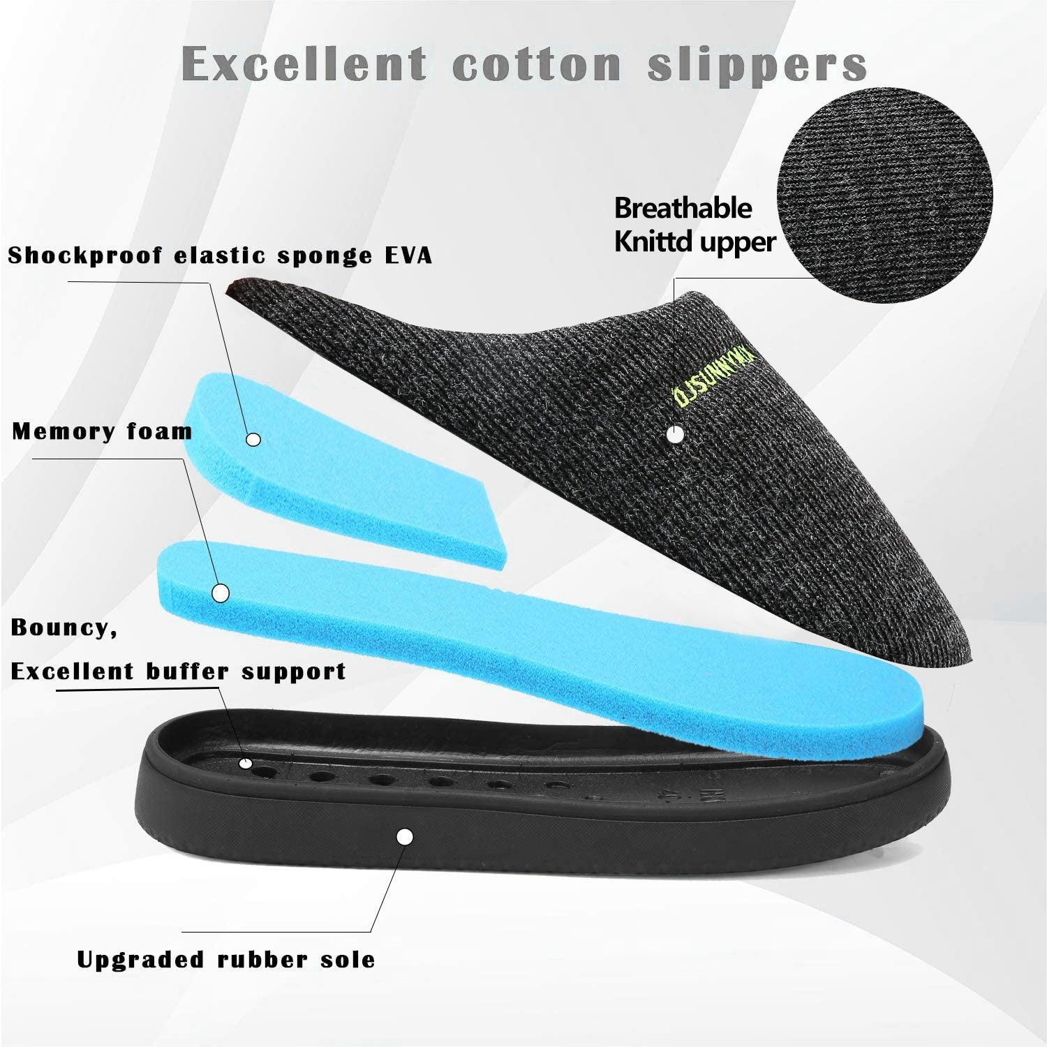 Men's Cotton Fabric Slippers Indoor Non-Slip Home Fur Couple Flat  Men Winter Slipper Cotton Memory Foam Slippers Comfort Knitted Cotton-blend Closed Toe House Indoor Outdoor Shoes Stevvex