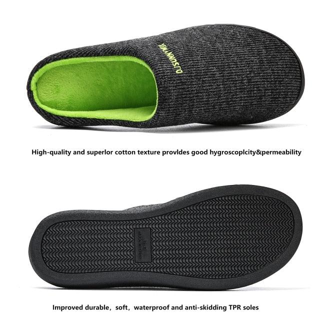 Men's Cotton Fabric Slippers Indoor Non-Slip Home Fur Couple Flat  Men Winter Slipper Cotton Memory Foam Slippers Comfort Knitted Cotton-blend Closed Toe House Indoor Outdoor Shoes Stevvex