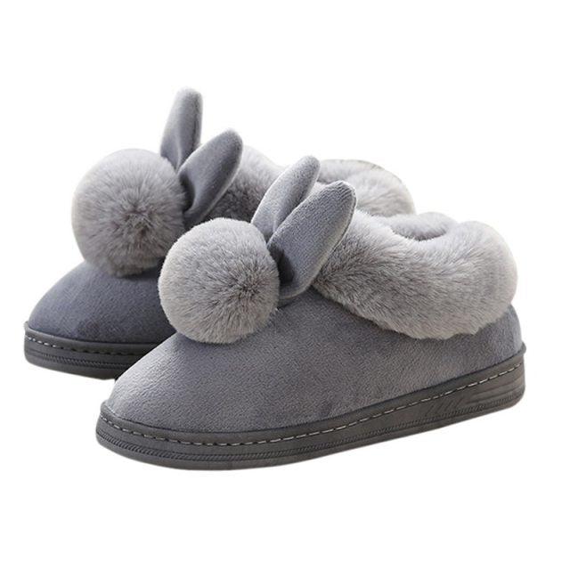 Comfortable Fashion Autumn Winter Cotton Slippers Rabbit Ear Home Indoor Slippers Winter Warm Shoes Womens Cute Plush Slippers Warm Indoor Slippers For Women Fleece Plush Bedroom Winter Boots Stevvex