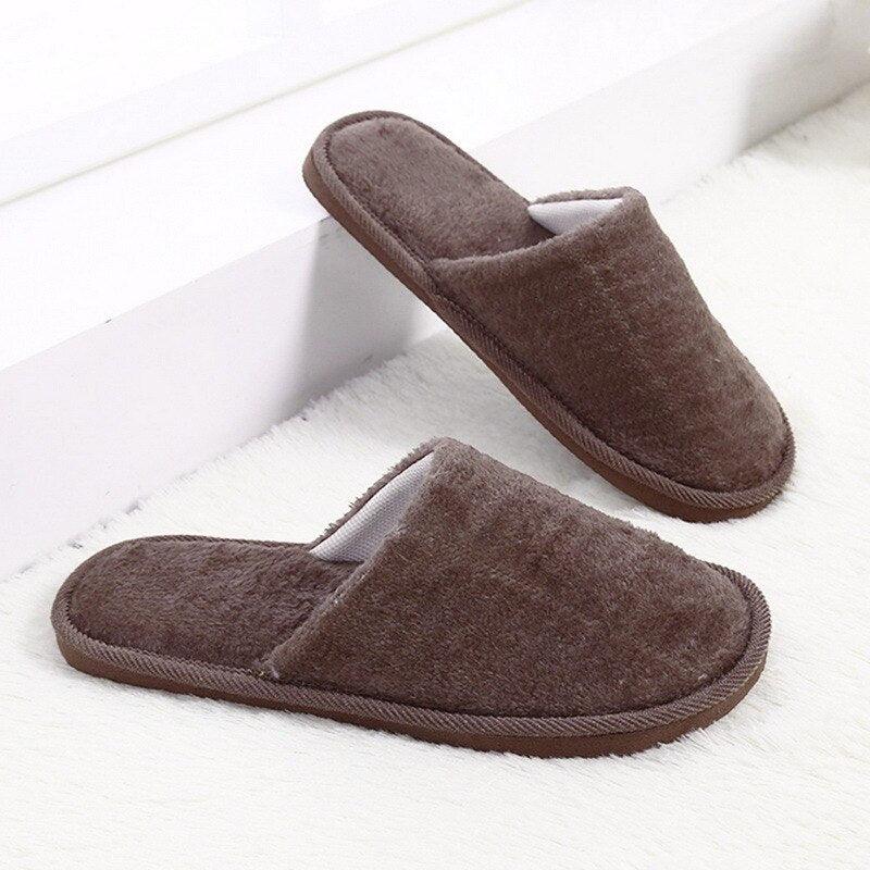 Simple Solid Soft Plush Slippers For Men And Women Winter Warm Indoor Non-slip Slippers Shoes Comfortable Memory Foam Slippers For Women's And Men's Casual House Shoes Stevvex
