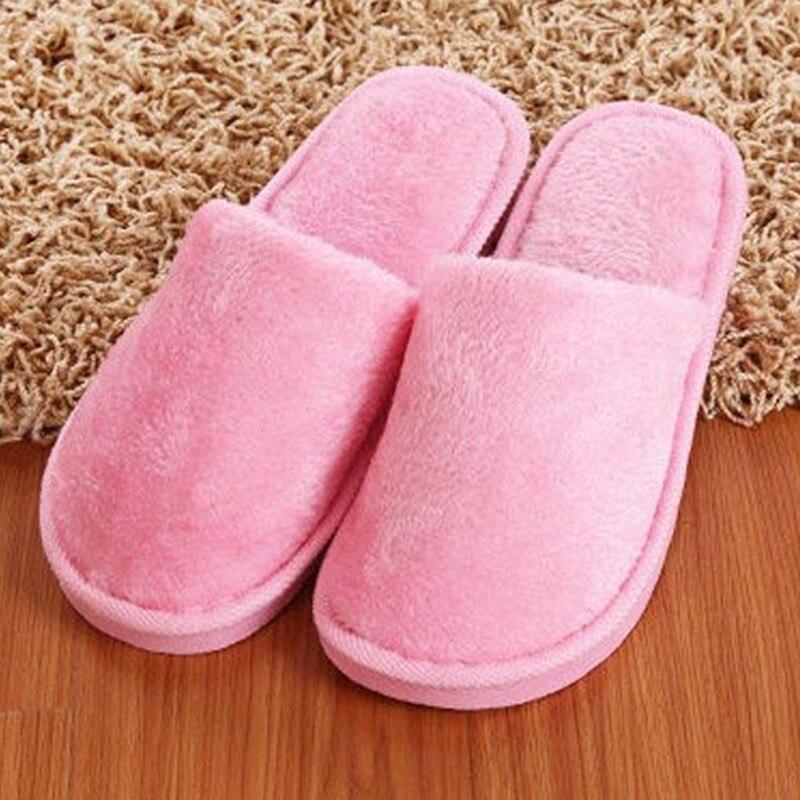 Simple Solid Soft Plush Slippers For Men And Women Winter Warm Indoor Non-slip Slippers Shoes Comfortable Memory Foam Slippers For Women's And Men's Casual House Shoes Stevvex