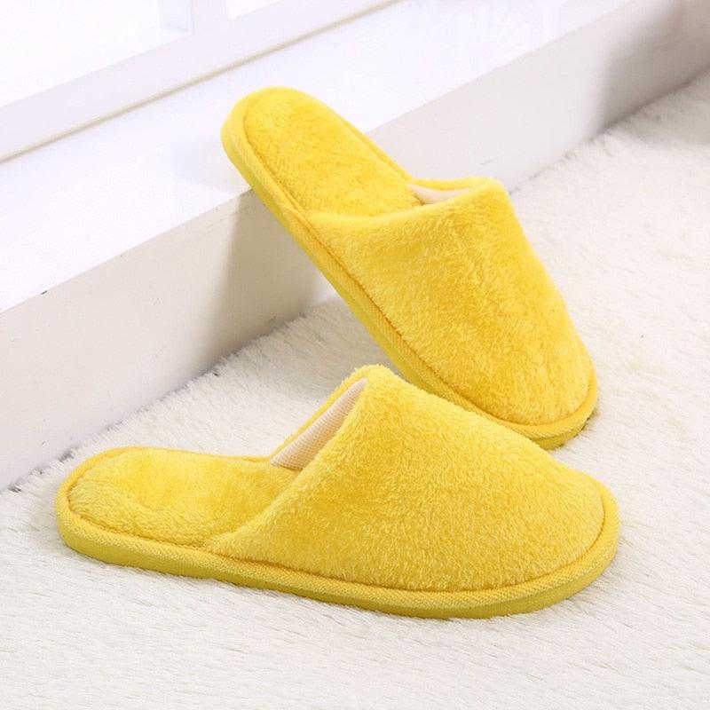 Simple Solid Soft Plush Slippers For Men And Women Winter Warm Indoor Non-slip Slippers Shoes Comfortable Memory Foam Slippers For Women's And Men's Casual House Shoes Stevvex