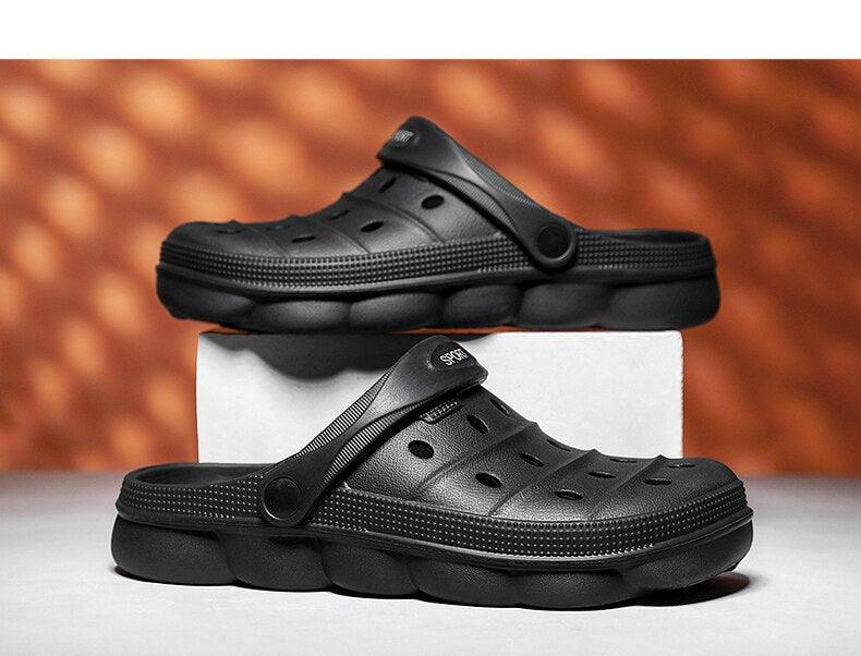 Cool Slippers Summer Hole Shoes Rubber Clogs Men Garden Shoes Gray Beach Flat Summer Beach Sandals Adjustable Slide Garden Shoes Lightweight Nonslip Clogs Stevvex