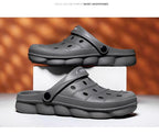 Cool Slippers Summer Hole Shoes Rubber Clogs Men Garden Shoes Gray Beach Flat Summer Beach Sandals Adjustable Slide Garden Shoes Lightweight Nonslip Clogs Stevvex