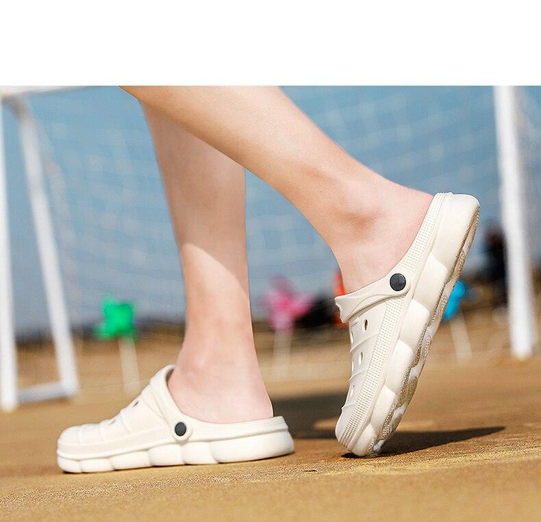 Cool Slippers Summer Hole Shoes Rubber Clogs Men Garden Shoes Gray Beach Flat Summer Beach Sandals Adjustable Slide Garden Shoes Lightweight Nonslip Clogs Stevvex