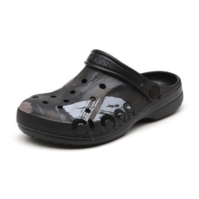 Camouflage Couple Style Men's Summer Hole Shoes Rubber Clogs Garden Shoes Flat Man Non-Slip Outdoor Indoor Slippers Lightweight Hiking Summer Walking Water Beach Shoes Stevvex