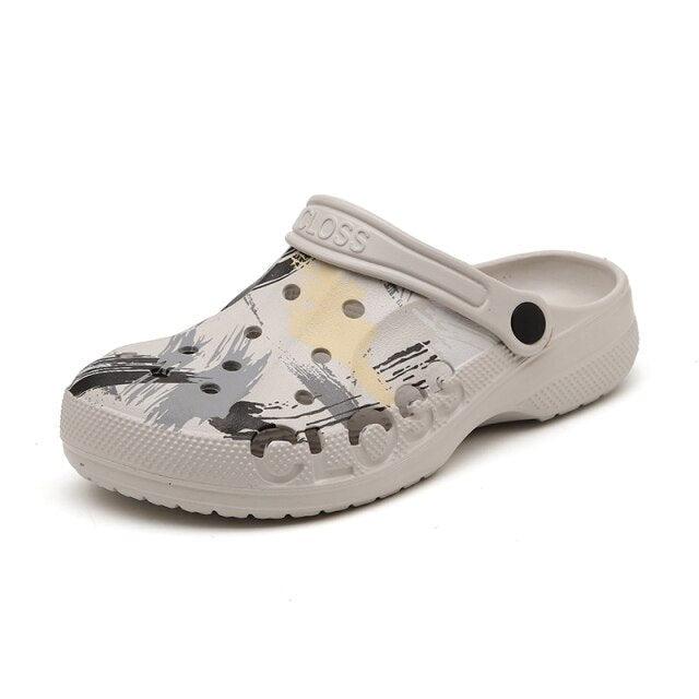 Camouflage Couple Style Men's Summer Hole Shoes Rubber Clogs Garden Shoes Flat Man Non-Slip Outdoor Indoor Slippers Lightweight Hiking Summer Walking Water Beach Shoes Stevvex