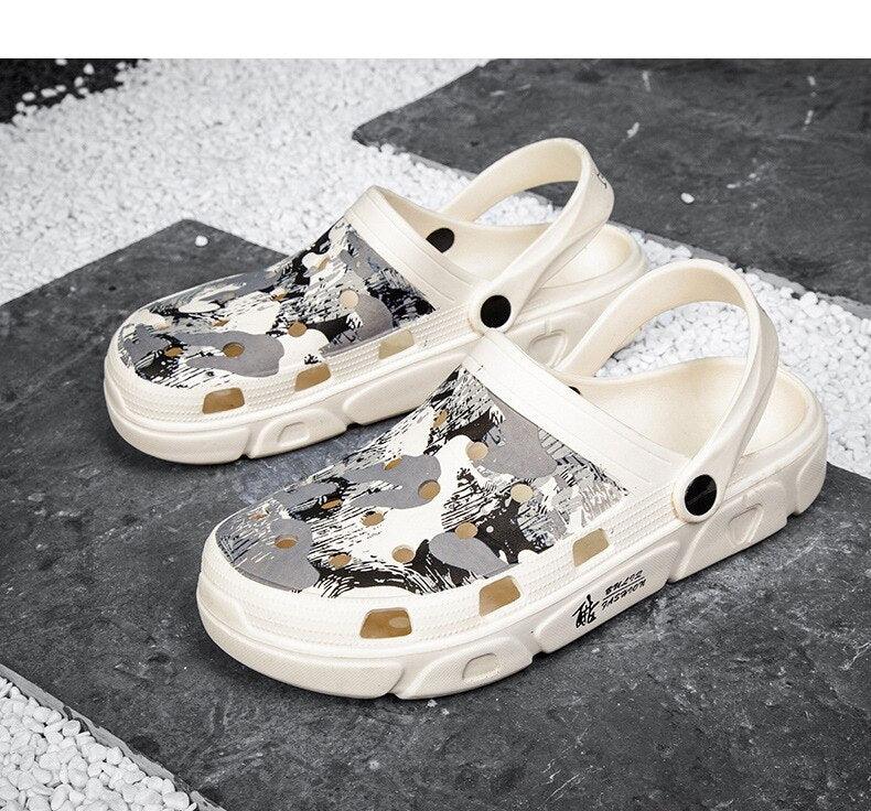Men Sandals Summer Camouflage Hole Shoes Garden Shoes Outdoor Non-slip Beach Shoes Flat Sandals Home Slippers Unisex Garden Clogs Shoes Slippers Sandals For Mens Stevvex