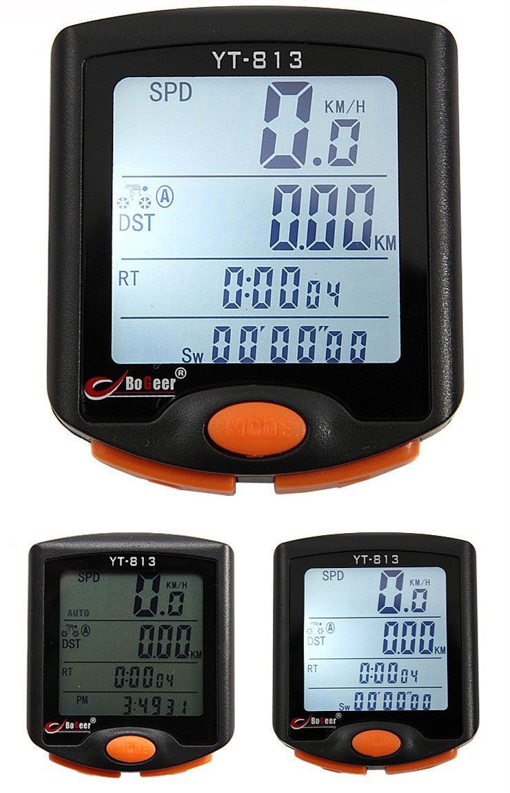 Bike Speed Meter Digital Bike Computer Multifunction Waterproof Sports Sensors Bicycle Computer Speedometer Waterproof 4 Line Display Odometer Cycling Multi Function Design Stevvex