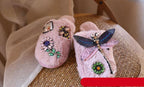Winter Woman Warm Home Slippers Women Diamond Flip Flops Fur Slides Anti-slip Indoor Slippers Slip On Bedroom Shoes Memory Foam Wool Lining Indoor Ourdoor Non Skid Slippers Stevvex