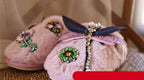 Winter Woman Warm Home Slippers Women Diamond Flip Flops Fur Slides Anti-slip Indoor Slippers Slip On Bedroom Shoes Memory Foam Wool Lining Indoor Ourdoor Non Skid Slippers Stevvex
