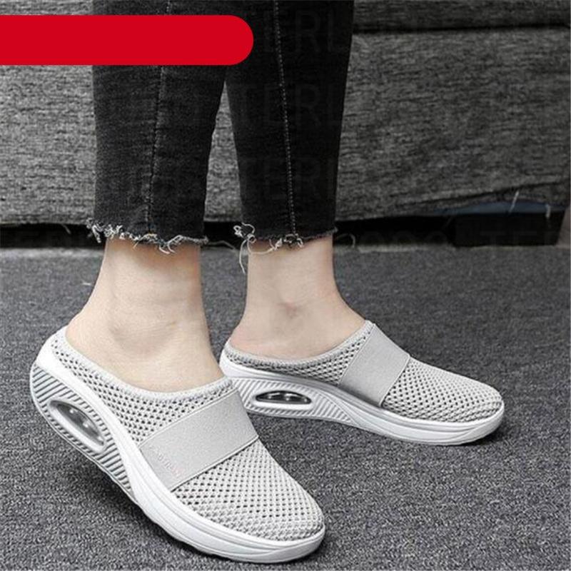Summer Sandals Fashion Platform Slippers Outdoor Casual Flip Flops Comfy Slippers Women Flats Mesh Shoes Casual Air Cushion Platform Mesh Mules Sneaker Sandals For Female Lightweight Beach Shoes Outdoor Slippers Stevvex