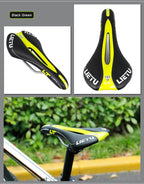 New Bicycle Saddle Ergonomic Road Bike Perforated Seat Foam Cushioned PU Leather Texture Steel Rail Cycle Accessories Mountain Bike Seat Comfortable Memory Foam Bicycle Seats For Mens Stevvex