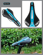 New Bicycle Saddle Ergonomic Road Bike Perforated Seat Foam Cushioned PU Leather Texture Steel Rail Cycle Accessories Mountain Bike Seat Comfortable Memory Foam Bicycle Seats For Mens Stevvex