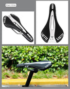 New Bicycle Saddle Ergonomic Road Bike Perforated Seat Foam Cushioned PU Leather Texture Steel Rail Cycle Accessories Mountain Bike Seat Comfortable Memory Foam Bicycle Seats For Mens Stevvex