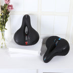 Reflective Breathable Bike Saddle Cushion Leather Surface Seat Mountain Bicycle Shock Absorbing Hollow Bike Seat For Women Or Men Bicycle Saddle Replacement Padded Soft High Density Memory Foam With Dual Shock Absorbing Stevvex