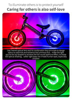 Smart LED Bicycle Wheel Light Bike Front Tail Hub Spoke Lamp Rechargeable Kids Balance Bike Light Colorful Bicycle Hub Light With Optical Design Vibration Sensor USB Rechargeable Waterproof Good Bike Gift For Teenagers Stevvex