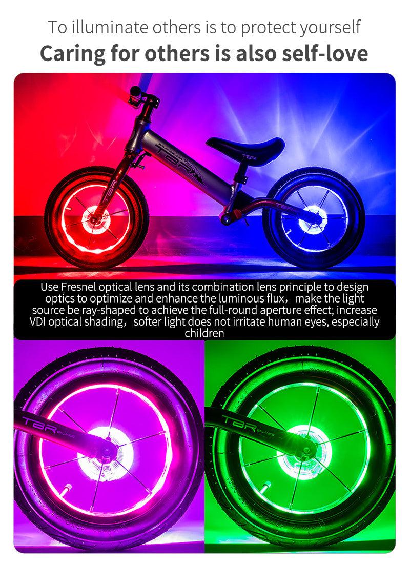 Smart LED Bicycle Wheel Light Bike Front Tail Hub Spoke Lamp Rechargeable Kids Balance Bike Light Colorful Bicycle Hub Light With Optical Design Vibration Sensor USB Rechargeable Waterproof Good Bike Gift For Teenagers Stevvex