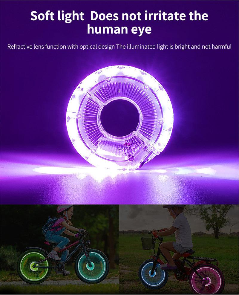 Smart LED Bicycle Wheel Light Bike Front Tail Hub Spoke Lamp Rechargeable Kids Balance Bike Light Colorful Bicycle Hub Light With Optical Design Vibration Sensor USB Rechargeable Waterproof Good Bike Gift For Teenagers Stevvex