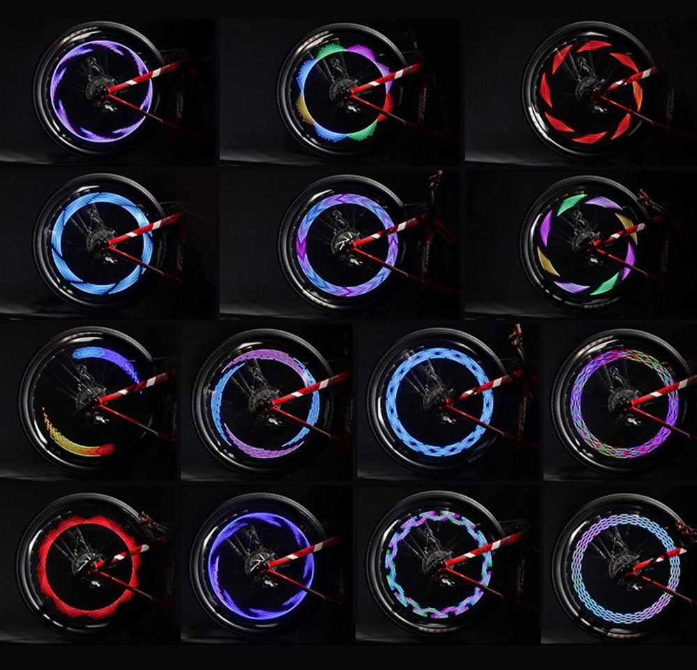 30 Pattern Bike Lights LED Bicycle Decorative Lights Riding Cool Wheels Warning LED Waterproof Bicycle Spoke Tire Light Patterns Bicycle Rim Lights For Mountain Bike Road Bikes Stevvex