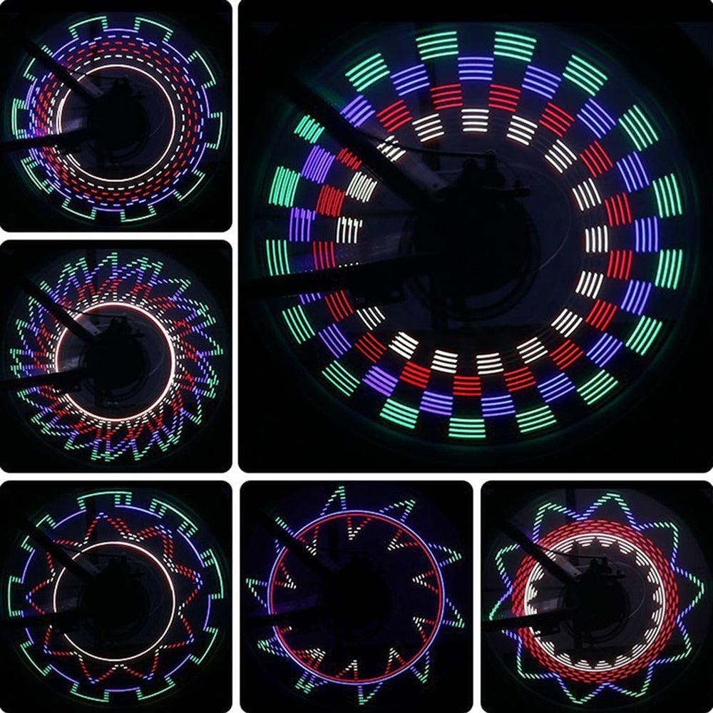 32 Pattern Bike Light Bicycle Wheel Light Double Display Flash 32 RGB LED Light Bicycle Spoke Lamp Night Riding Spoke Light For Men Present Super Bright Auto Off LED Cycling Bicycle Light Stevvex