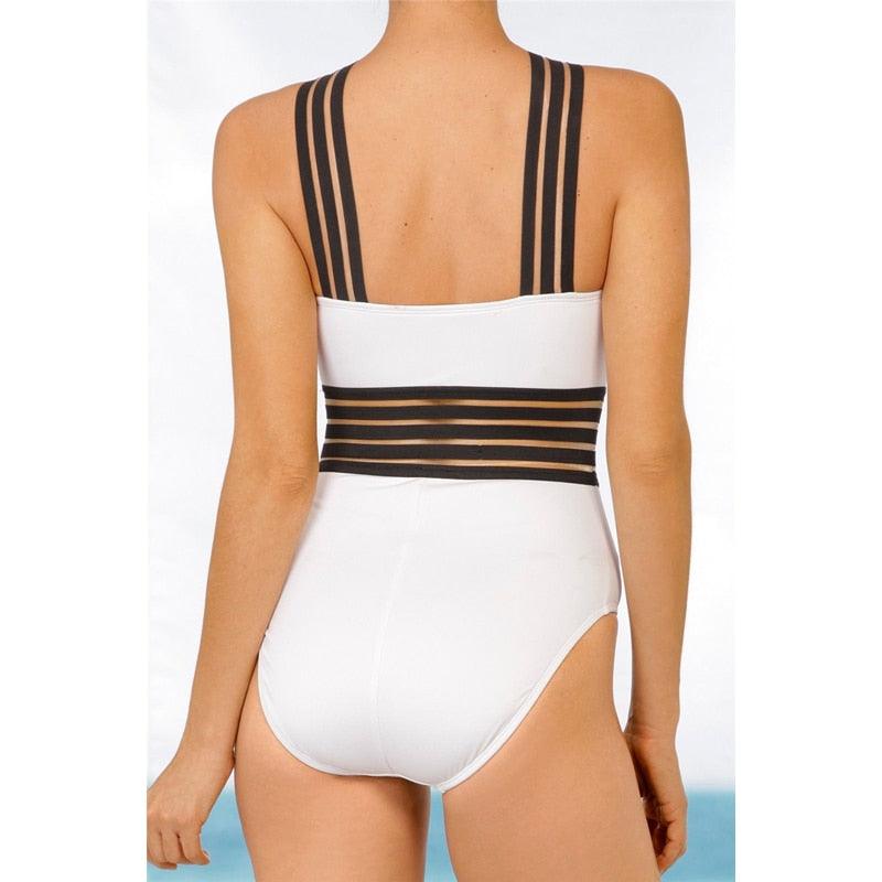 Luxury Women Black Swimsuits Women High Neck One Piece Swimsuits For Women Mesh Bathing Suits Open Back Swimwear One Piece Swimwear For Lady High Neck Bandage Cross Back Swimming Suit Female Holiday Beachwear Stevvex
