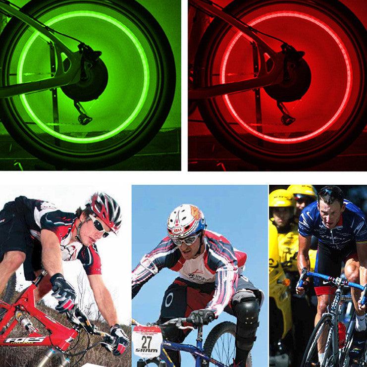 2PCS Bicycle Valve Lights Wheel Spokes Tire LED Light Tire Valve Caps Cycling Lantern Lamp Bike Accessory LED Bike Wheel Light Tire Valve Cap Neon Lamp Shockproof For Front And Rear Wheel Flashing Lamp Glow In The Dark Cool Accessories Stevvex