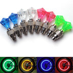 2PCS Bicycle Valve Lights Wheel Spokes Tire LED Light Tire Valve Caps Cycling Lantern Lamp Bike Accessory LED Bike Wheel Light Tire Valve Cap Neon Lamp Shockproof For Front And Rear Wheel Flashing Lamp Glow In The Dark Cool Accessories Stevvex