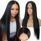 Long Straight Synthetic Black Wig Mixed Brown and Blonde Long Wig For Black Women Middle Part Nature Wigs For Black Women Cosplay Wigs For Women Stevvex
