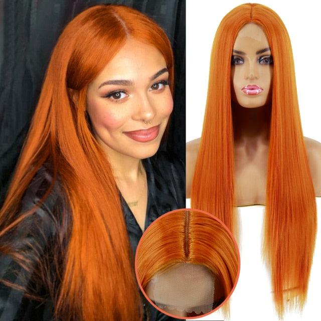 Long Straight Synthetic Black Wig Mixed Brown and Blonde Long Wig For Black Women Middle Part Nature Wigs For Black Women Cosplay Wigs For Women Stevvex