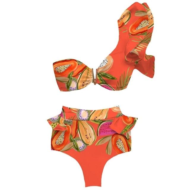 Two-Pieces Women  Push-Up Padded Bra Ruffles Bandage Bikini Set Swimsuit  Women's Bathing Suits Ruffles Flounce Bikini Sets Low Rise Two Piece Swimsuit Swimwear Bathing Suit Beachwear Stevvex