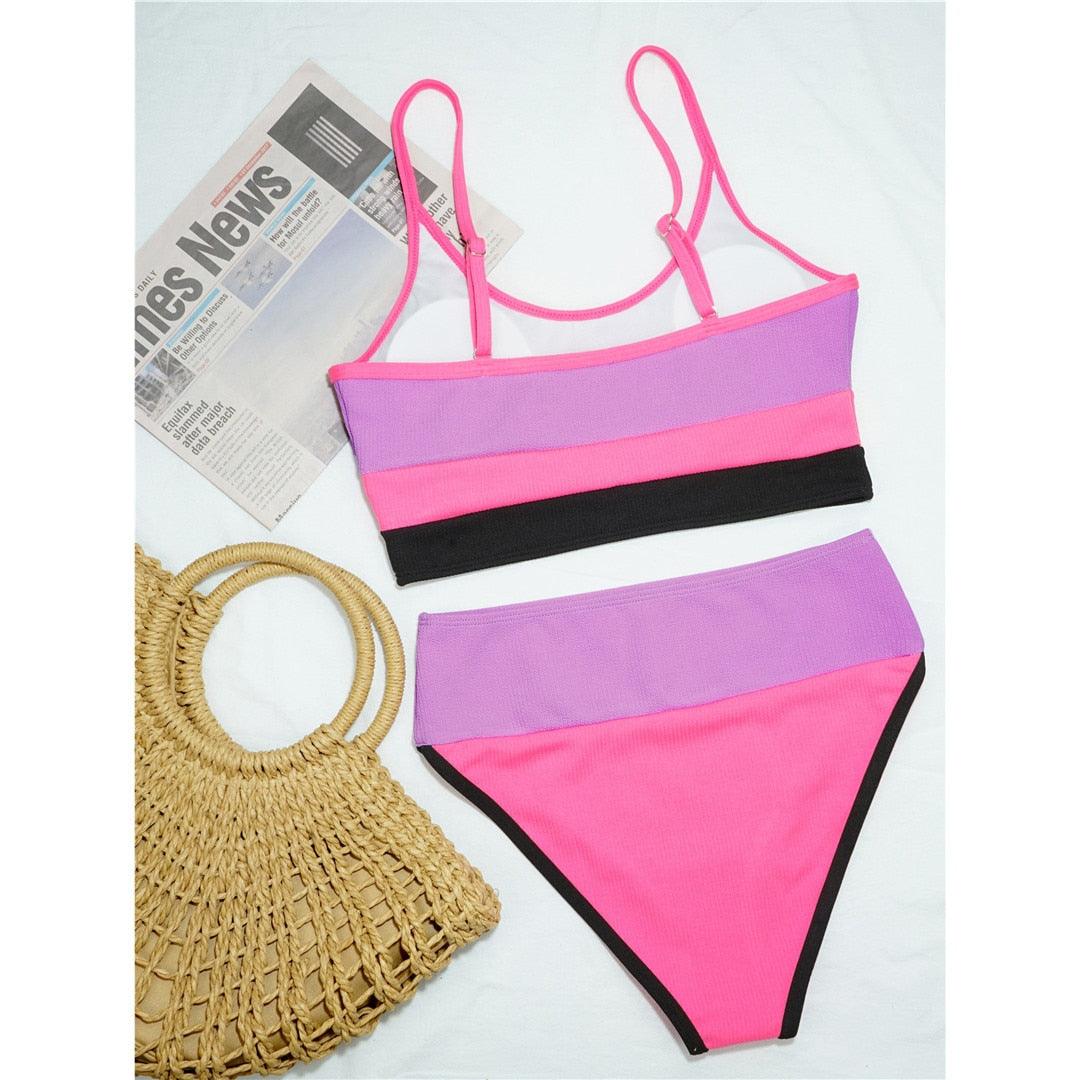 Female Swimsuit High Waist Bikini Women High Waist Bikini Set Two Piece Swimsuits Bikini Top With Bottoms Bathing Suits For Teens Girls Women Swimwear Two-pieces Bikini Set Sport Bathing Suit Swim Lady Stevvex
