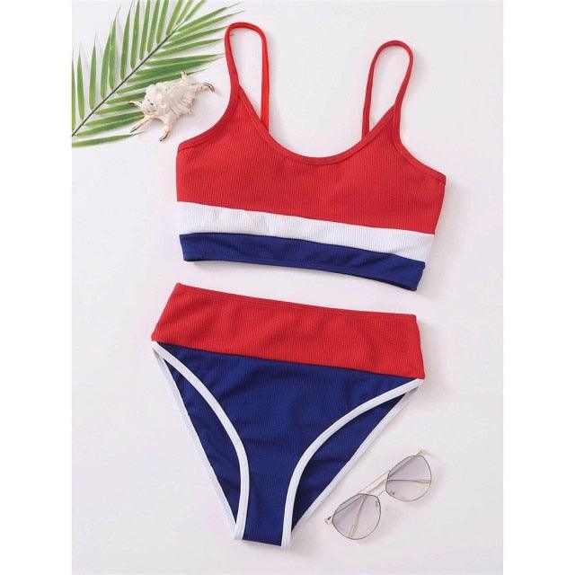 Female Swimsuit High Waist Bikini Women High Waist Bikini Set Two Piece Swimsuits Bikini Top With Bottoms Bathing Suits For Teens Girls Women Swimwear Two-pieces Bikini Set Sport Bathing Suit Swim Lady Stevvex