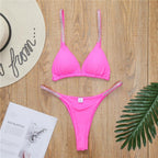 Swimwear Women Micro Bikini  Solid  Black G-String Swimsuits Bathers Bathing Suit 2 Piece Set  Bikinis For Women  Bathing Suit Women's Two-Piece Swimwear Stevvex