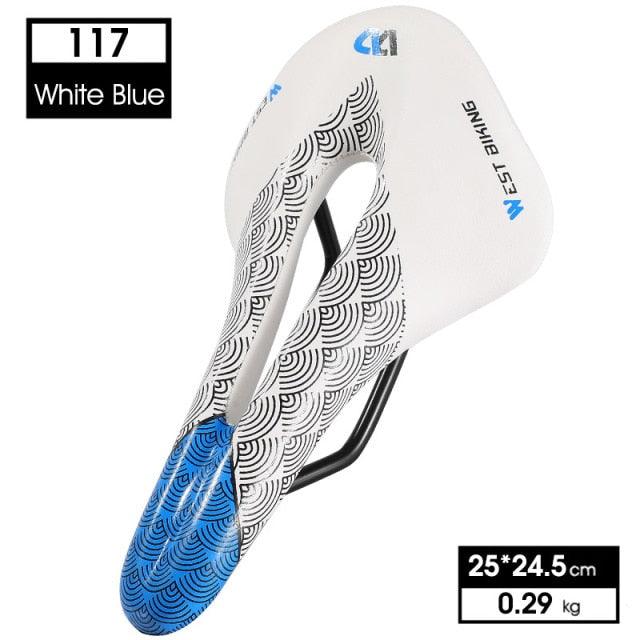 Ultra Light Comfortable Bicycle Saddle Mountain Road Bike Seat Soft Leather Hollow Breathable Cushion Seat Ergonomics Design Breathable Suspension Gel Bike Saddle Cushion For Mountain Bike Road Bike Stevvex