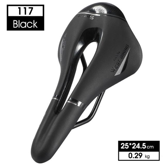 Ultra Light Comfortable Bicycle Saddle Mountain Road Bike Seat Soft Leather Hollow Breathable Cushion Seat Ergonomics Design Breathable Suspension Gel Bike Saddle Cushion For Mountain Bike Road Bike Stevvex