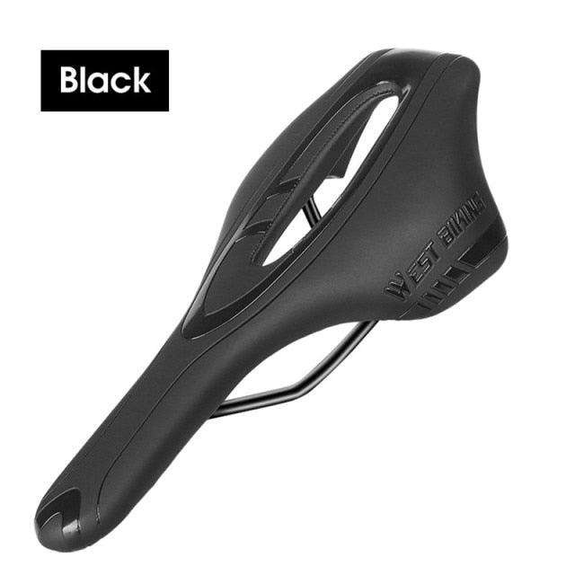 Ultra Light Comfortable Bicycle Saddle Mountain Road Bike Seat Soft Leather Hollow Breathable Cushion Seat Ergonomics Design Breathable Suspension Gel Bike Saddle Cushion For Mountain Bike Road Bike Stevvex