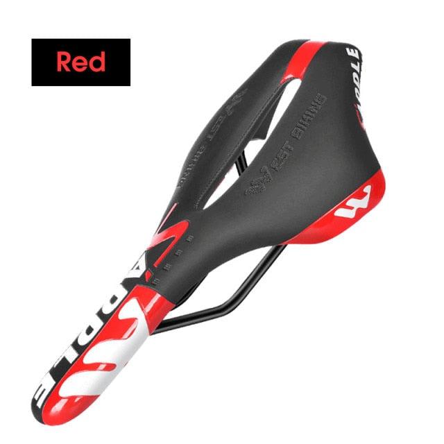 Ultra Light Comfortable Bicycle Saddle Mountain Road Bike Seat Soft Leather Hollow Breathable Cushion Seat Ergonomics Design Breathable Suspension Gel Bike Saddle Cushion For Mountain Bike Road Bike Stevvex