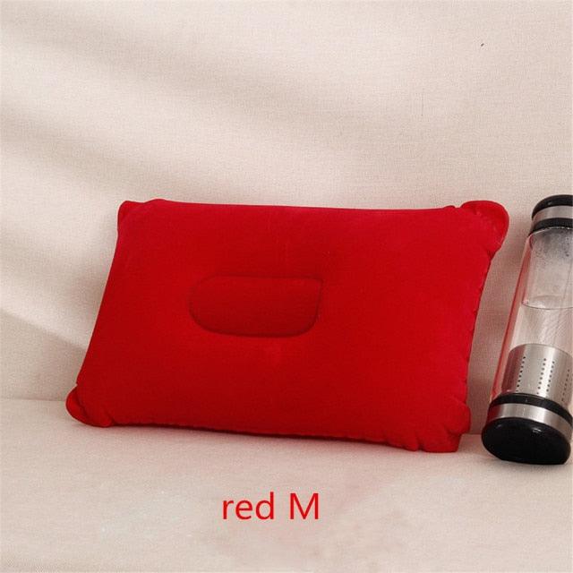 Convenient Ultralight Inflatable PVC Nylon Air Pillow Sleep Cushion Travel Bedroom Hiking Beach Car Plane Head Rest Support Inflatable Camping Travel Pillows Ultralight Inflatable Pillow Small Squared Flocked Fabric Air Pillow for Hiking Camping Traveling Stevvex