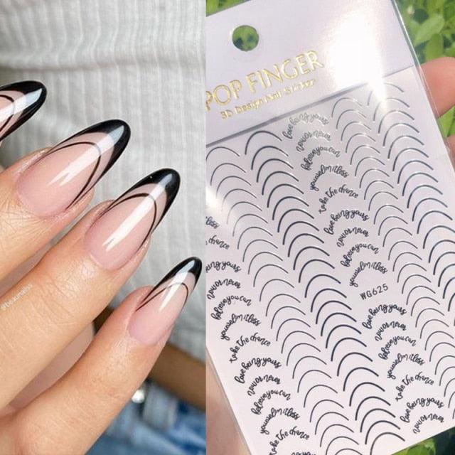 Gold 3D Nail Sticker Curve Stripe Lines Nails Stickers Gradient Adhesive Striping Tape Nail Foil Nail Art Stickers Decals Silver Strip Line Nail Decal Self-Adhesive 3D Wave Decal Decoration Metallic Curve Design Decoration for Women Girls Stevvex