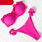 Bikini Set High Cut Solid  Swimsuit Women Swimwear Push Up Bathing Suit Beachwear Leopard Bikini Women's Ribbed Underwire Bikini High Cut Bikini V Swimwear Butterfly Print High Leg Bikini Swimsuit Stevvex